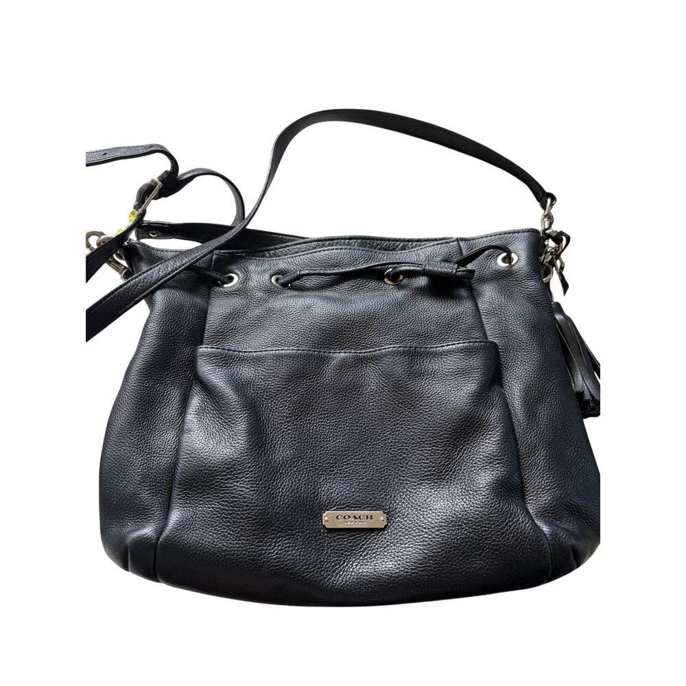 Coach (2013) Avery Black Leather Classic Drawstring Bucket Bag Model F27003